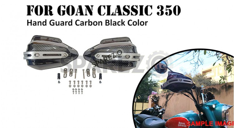 Fit For Royal Enfield Goan Classic 350 Carbon Black Color Hand Guard Kit - SPAREZO